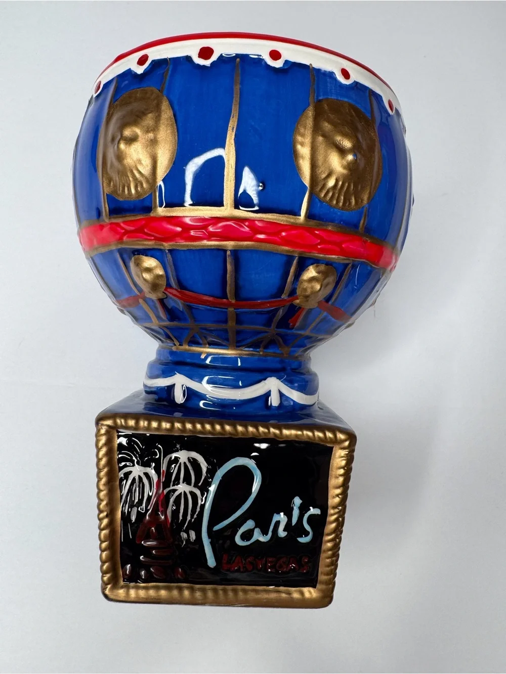 Paris Las Vegas Hot Air Balloon Souvenir Ceramic Drink Cup with Locking Lid